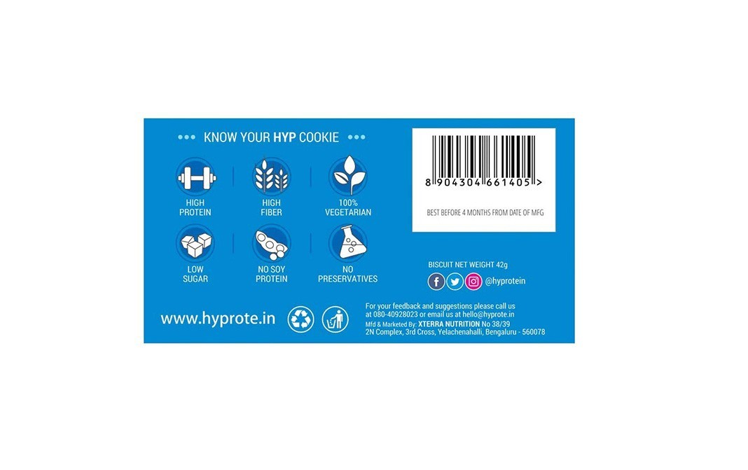 HYP Soft Baked Protein Cookie Coconut Choco Chip   Pack  42 grams